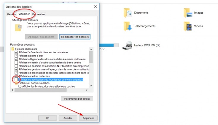 Option Windows 10 à désactiver