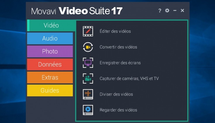 Interface principale de Movavi Video Suite